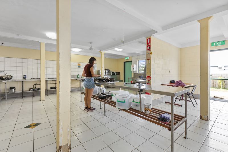 Ovens, microwaves and toasters at the far end
