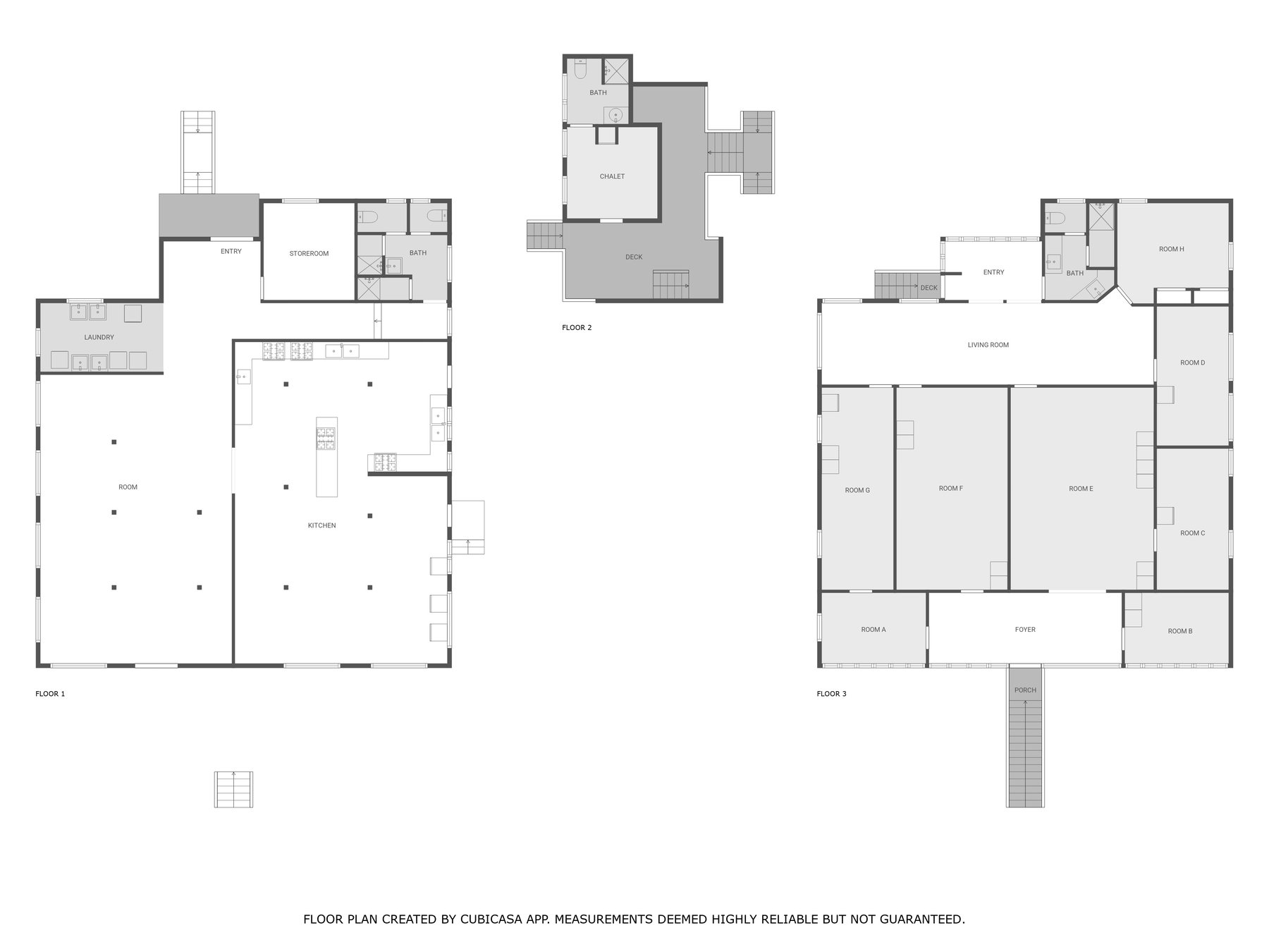 All three floor plans side by side